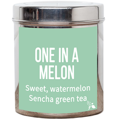 one in a melon loose leaf green tea custom tin